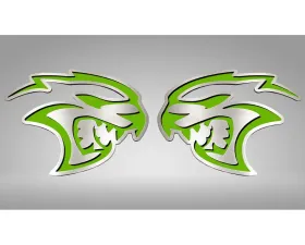 American Car Craft Hellcat Badges 2Pc Sublime Green Dodge Challenger Hellcat 2015-2023