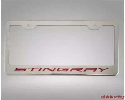 American Car Craft Black Carbon Fiber Stingray Style License Plate Frame Inlay Chevrolet Corvette C8 2020-2024 - ACC-882018-BLK