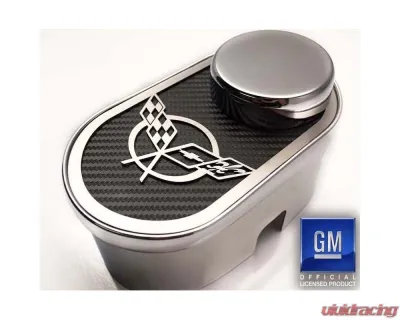 American Car Craft White Master Cylinder Crossed Flags Cap Cover Chevrolet Corvette C5 1997-2004 - ACC-033088-WHT