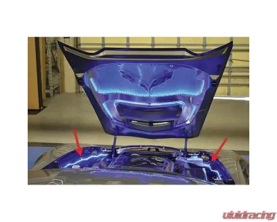 American Car Craft 2Pc Brushed Stainless Blue Illuminated Fender Caps Covers Chevrolet Corvette Stingray C7 | Z06 | Z51 2014-2019 - ACC-053062-BLUL