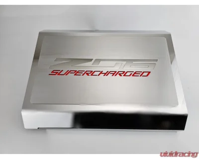 American Car Craft Red Fuse Box Cover w/ Brushed Z06 Top Plate | Polished Stainless Steel Chevrolet Corvette C7 ZO6 2014-2019 - ACC-053134-RD