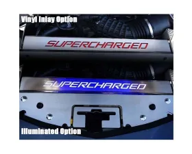 American Car Craft Blue LED Stainless Steel Supercharged Front Header Plate Chevrolet Camaro 2016-2020
