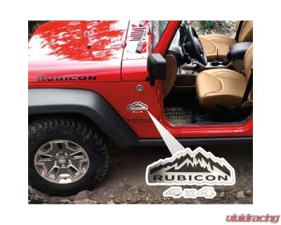 American Car Craft 2Pc Brushed Stainless Steel Rubicon 4x4 Badges Jeep Wrangler JK 2007-2018 - ACC-142013