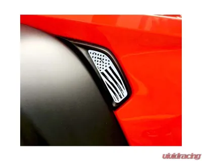 American Car Craft Polished Stainless Side Vent Accents Battle Worn American Flag Jeep Wrangler JL | JLU 2018-2020 - ACC-142117