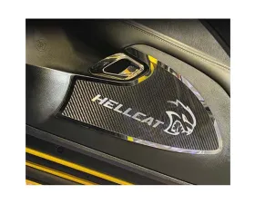 American Car Craft 2Pc Stainless w/Carbon Fiber Overlay HellCat Door Badges Dodge Challenger 2015-2023