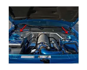 American Car Craft 2Pc Polished Stainless Steel Firewall Extensions w/Hood Pin Switch Dodge Challenger 2008-2019