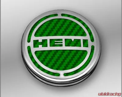 American Car Craft 13Pc Green Carbon Fiber HEMI Inlay Deluxe Fluid Shock Tower Cap Covers Dodge Challenger 6.4L 2008-2023 - ACC-153052-64GRN