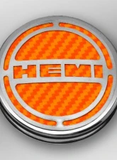 American Car Craft 13Pc Orange Carbon Fiber HEMI Inlay Deluxe Fluid Shock Tower Cap Covers Dodge Challenger 6.4L 2008-2023                                     - ACC-153052-64ORG - Image 2