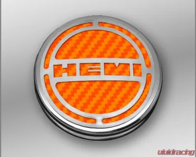 American Car Craft 13Pc Orange Carbon Fiber HEMI Inlay Deluxe Fluid Shock Tower Cap Covers Dodge Challenger 6.4L 2008-2023 - ACC-153052-64ORG