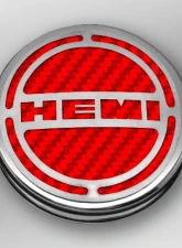 American Car Craft 13Pc Red Carbon Fiber HEMI Inlay Deluxe Fluid Shock Tower Cap Covers Dodge Challenger 5.7L 2008-2023                                     - ACC-153052-57RD - Image 2