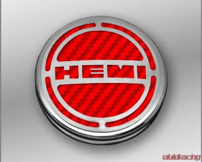 American Car Craft 13Pc Red Carbon Fiber HEMI Inlay Deluxe Fluid Shock Tower Cap Covers Dodge Challenger 5.7L 2008-2023 - ACC-153052-57RD