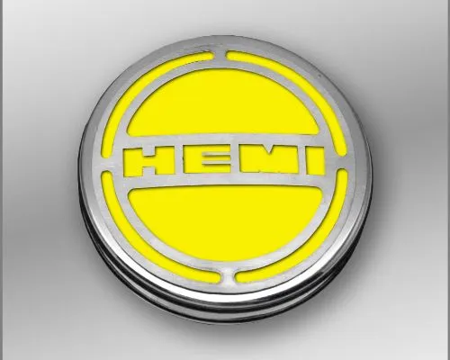 American Car Craft 13Pc Yellow Solid HEMI Inlay Deluxe Fluid Shock Tower Cap Covers Dodge Challenger 6.1L 2008-2023 - ACC-153052-61SYLW