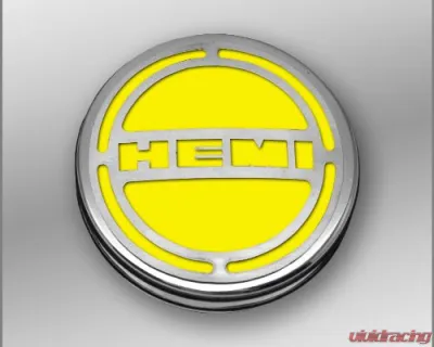 American Car Craft 13Pc Yellow Solid HEMI Inlay Deluxe Fluid Shock Tower Cap Covers Dodge Challenger 5.7L 2008-2023 - ACC-153052-57SYLW