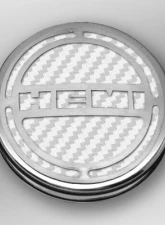 American Car Craft 13Pc White Carbon Fiber HEMI Inlay Deluxe Fluid Shock Tower Cap Covers Dodge Challenger 5.7L 2008-2023                                     - ACC-153052-57WHT - Image 2