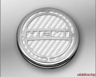 American Car Craft 13Pc White Carbon Fiber HEMI Inlay Deluxe Fluid Shock Tower Cap Covers Dodge Challenger 5.7L 2008-2023 - ACC-153052-57WHT