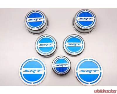American Car Craft 13Pc Blue Carbon Fiber SRT Inlay Deluxe Fluid Shock Tower Cap Covers Dodge Challenger 6.2L 2008-2023 - ACC-153053-62BLU