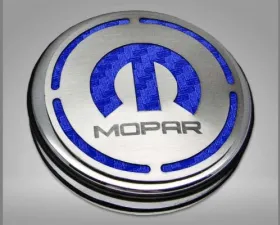 American Car Craft 13Pc Blue Carbon Fiber Mopar Inlay Deluxe Fluid Shock Tower Cap Covers Dodge Challenger 3.6L 2008-2023