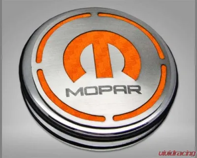 American Car Craft 13Pc Orange Carbon Fiber Mopar Inlay Deluxe Fluid Shock Tower Cap Covers Dodge Challenger 6.2L 2008-2023 - ACC-153054-62ORG