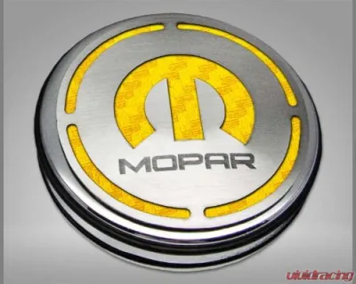 American Car Craft 13Pc Yellow Carbon Fiber Mopar Inlay Deluxe Fluid Shock Tower Cap Covers Dodge Challenger 6.4L 2008-2023 - ACC-153054-64YLW