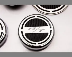 American Car Craft 13Pc Black Carbon Fiber RT Inlay Deluxe Fluid Shock Tower Cap Covers Dodge Challenger 2008-2023