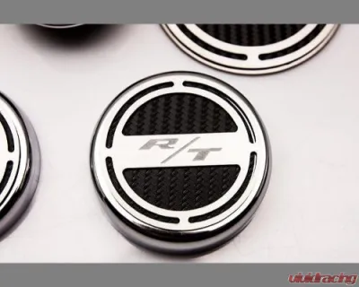American Car Craft 13Pc Black Carbon Fiber RT Inlay Deluxe Fluid Shock Tower Cap Covers Dodge Challenger 2008-2023 - ACC-153055-57BLK