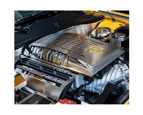 American Car Craft Blue Carbon Fiber Hellcat Logo Plenum Supercharger Cover Dodge Challenger 2015-2023