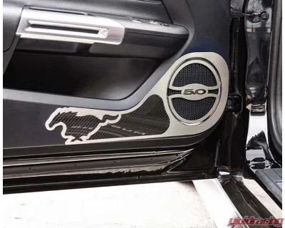 American Car Craft 2Pc Brushed Finish Pony Style Carbon Fiber Door Guards Ford Mustang 2015-2020 - ACC-271075