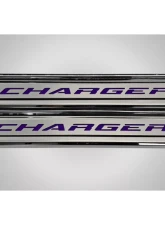 American Car Craft Polished Stainless Front Door Sills w/ "Charger" Top Plate (Plum Crazy) Dodge Charger 2015-2024                                     - ACC-331104-PCP - Image 2