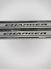 American Car Craft Polished Stainless Front Door Sills w/ "Charger" Top Plate (No Color) Dodge Charger 2015-2024                                     - ACC-331104 - Image 2
