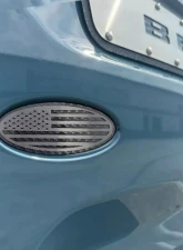 American Car Craft Carbon Fiber Base w/ Black Brushed American Flag Top Plate Tailgate Emblem Replacement Ford Bronco 2021-2024                                     - ACC-662002 - Image 2