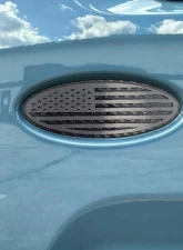 American Car Craft Carbon Fiber Base w/ Black Brushed American Flag Top Plate Tailgate Emblem Replacement Ford Bronco 2021-2024                                     - ACC-662002 - Image 3