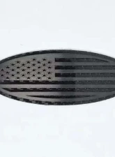 American Car Craft Carbon Fiber Base w/ Black Brushed American Flag Top Plate Tailgate Emblem Replacement Ford Bronco 2021-2024                                     - ACC-662002 - Image 4