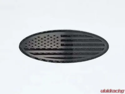 American Car Craft Carbon Fiber Base w/ Black Brushed American Flag Top Plate Tailgate Emblem Replacement Ford Bronco 2021-2024 - ACC-662002