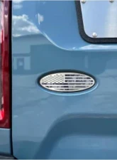 American Car Craft Black Brushed Stainless Steel w/ Brushed American Flag Top Plate Digital Blue Camo Tailgate Emblem Replacement Ford Bronco 2021-2024                                     - ACC-662004-DGBLUE - Image 3