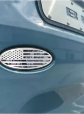American Car Craft Black Brushed Stainless Steel w/ Brushed American Flag Top Plate Digital Blue Camo Tailgate Emblem Replacement Ford Bronco 2021-2024                                     - ACC-662004-DGBLUE - Image 2