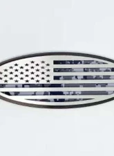 American Car Craft Black Brushed Stainless Steel w/ Brushed American Flag Top Plate Digital Blue Camo Tailgate Emblem Replacement Ford Bronco 2021-2024                                     - ACC-662004-DGBLUE - Image 3
