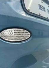 American Car Craft Black Brushed Stainless Steel w/ Brushed American Flag Top Plate Digital Desert Camo Tailgate Emblem Replacement Ford Bronco 2021-2024                                     - ACC-662004-DGDESERT - Image 2