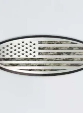 American Car Craft Black Brushed Stainless Steel w/ Brushed American Flag Top Plate Digital Desert Camo Tailgate Emblem Replacement Ford Bronco 2021-2024                                     - ACC-662004-DGDESERT - Image 3