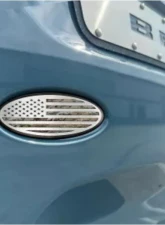 American Car Craft Black Brushed Stainless Steel w/ Brushed American Flag Top Plate Multicam Woodland Camo Tailgate Emblem Replacement Ford Bronco 2021-2024                                     - ACC-662004-MULTIWDL - Image 2