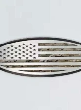 American Car Craft Black Brushed Stainless Steel w/ Brushed American Flag Top Plate Multicam Woodland Camo Tailgate Emblem Replacement Ford Bronco 2021-2024                                     - ACC-662004-MULTIWDL - Image 3