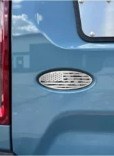 American Car Craft Black Brushed Stainless Steel w/ Brushed American Flag Top Plate Snow Camo Tailgate Emblem Replacement Ford Bronco 2021-2024                                     - ACC-662004-SNOW - Image 3