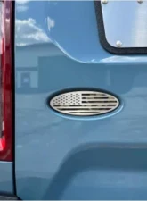 American Car Craft Black Brushed Stainless Steel w/ Brushed American Flag Top Plate Woodland Camo Tailgate Emblem Replacement Ford Bronco 2021-2024                                     - ACC-662004-WOODLAND - Image 3