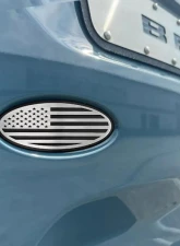 American Car Craft Black Brushed Stainless Steel w/ Brushed American Flag Top Plate Tailgate Emblem Replacement Ford Bronco 2021-2024                                     - ACC-662004 - Image 2