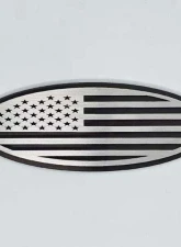 American Car Craft Black Brushed Stainless Steel w/ Brushed American Flag Top Plate Tailgate Emblem Replacement Ford Bronco 2021-2024                                     - ACC-662004 - Image 3