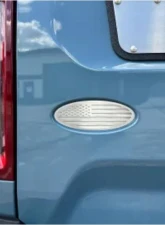 American Car Craft Polished Stainless Base w/ Brushed American Flag Top Plate Plain Tailgate Emblem Replacement Ford Bronco 2021-2024                                     - ACC-662005 - Image 2
