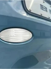 American Car Craft Polished Stainless Base w/ Brushed American Flag Top Plate Plain Tailgate Emblem Replacement Ford Bronco 2021-2024                                     - ACC-662005 - Image 2