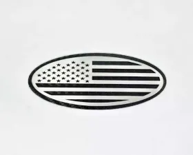 American Car Craft Tailgate Emblem Replacement- Carbon Fiber Base w/ Brushed American Flag Top Plate Ford F150 2005-2014