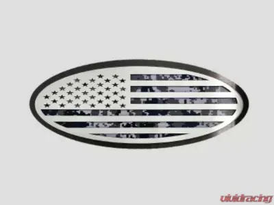 American Car Craft Black Brushed Stainless Steel w/ Brushed American Flag Top Plate Digital Blue Camo Tailgate Emblem Replacement Ford F150 2005-2014 - ACC-762004-DGBLUE