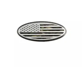 American Car Craft Black Brushed Stainless Steel w/ Brushed American Flag Top Plate Woodland Camo Tailgate Emblem Replacement Ford F150 2005-2014