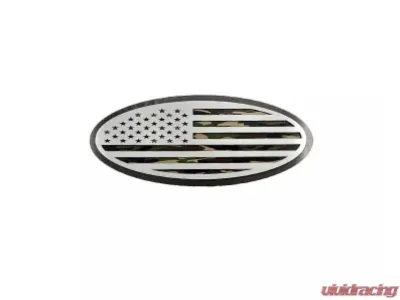 American Car Craft Black Brushed Stainless Steel w/ Brushed American Flag Top Plate Woodland Camo Tailgate Emblem Replacement Ford F150 2005-2014 - ACC-762004-WOODLAND